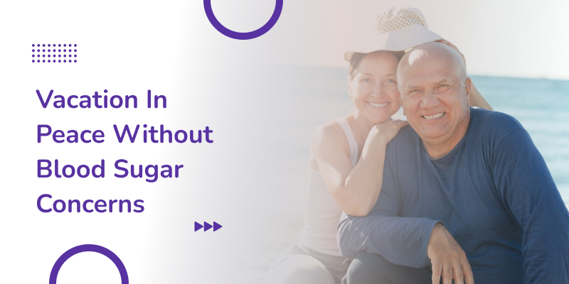 A collage with text and an image of a happy elderly couple on a beach.