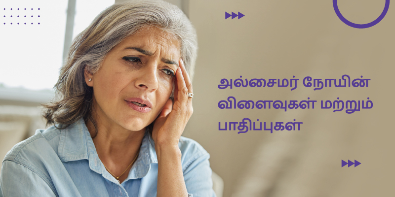 A collage with Tamil text and a vector illustration of the human brain and memory.