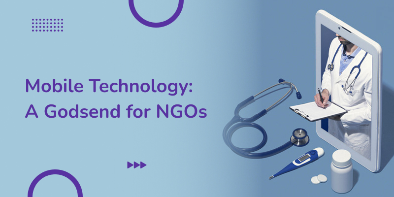 Collage containing text and a vector illustration showing a doctor waving his arms over a mobile phone using mobile technology in medicine.