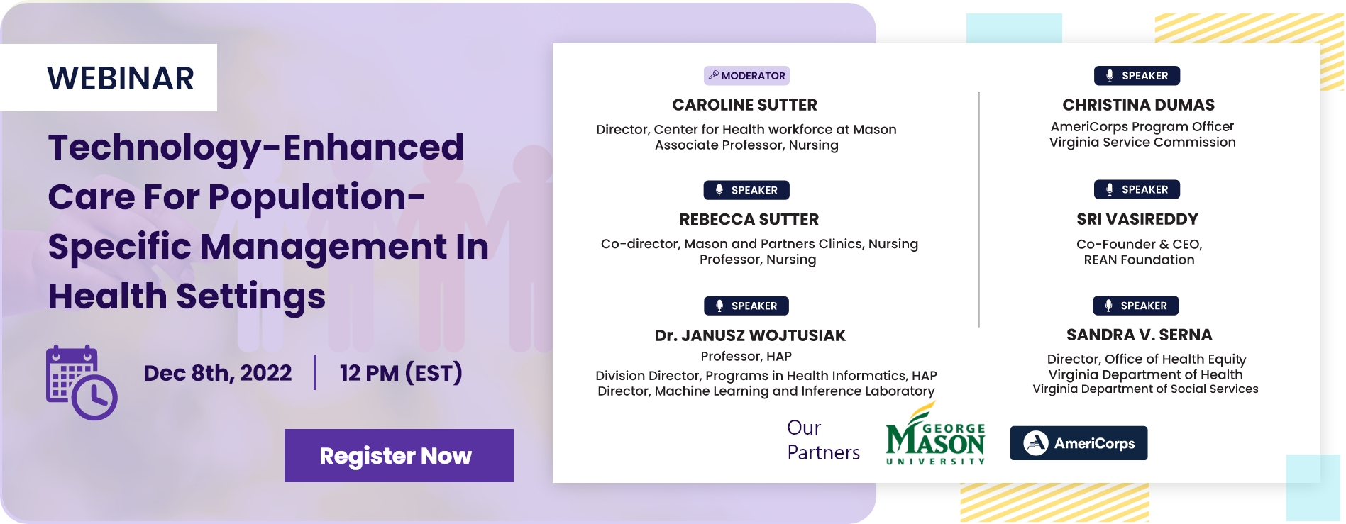 An invitation of a webinar organized by REAN Foundation with a list of speakers.