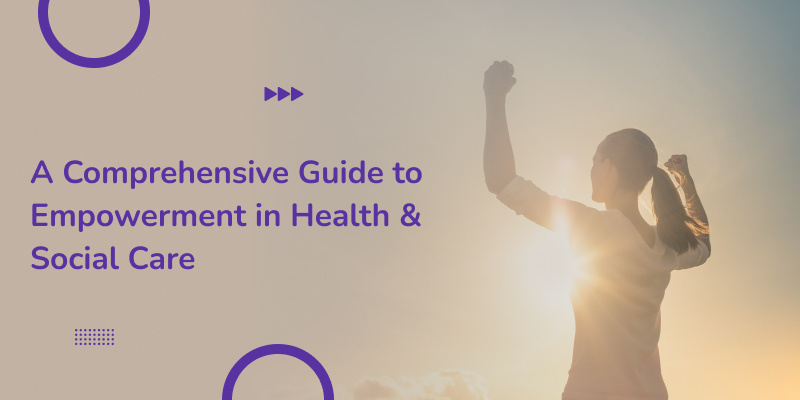 A young woman with arms flexed facing the sunset illustrate empowerment in health, wellness and social care.