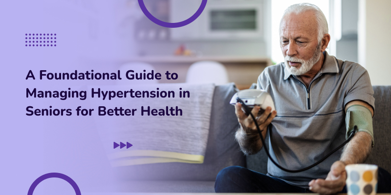 A old man monitoring his blood pressure using a BP monitoring device.