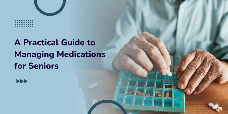 A senior man organizing his medications as part of his daily management routine.