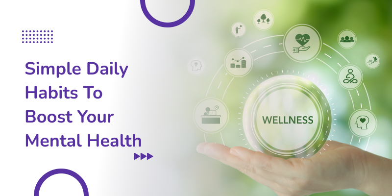 Wellness concept depicting mental happiness and mindfulness, representing daily habits to boost mental health.